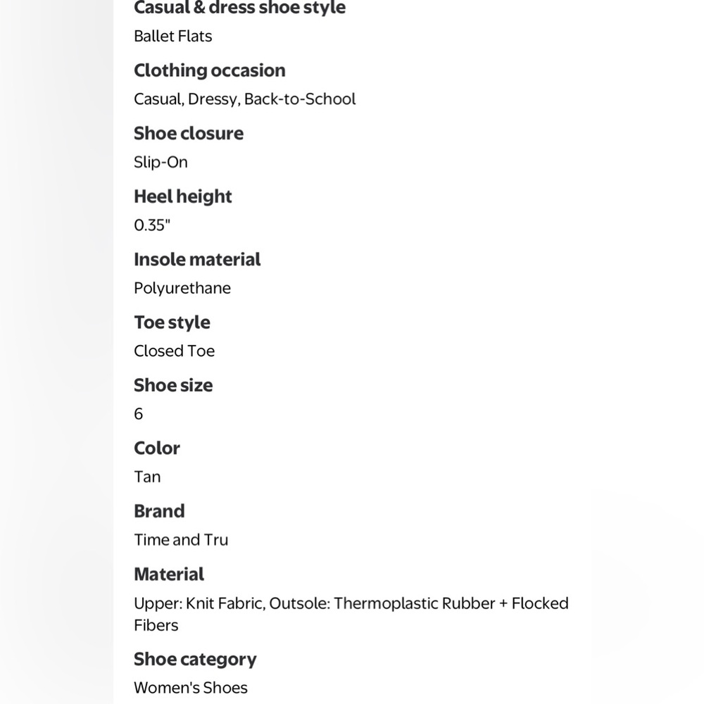 NWT Time and Tru Knit Ballet Flats Tan Slip-On Comfort Shoes Size 6 - Picture 3 of 8